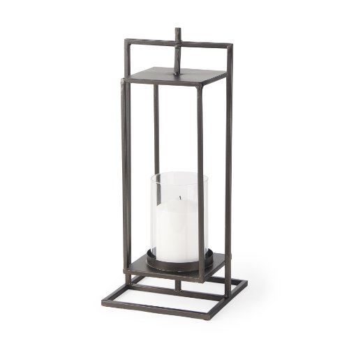 68439 - Albus II Small Black Metal Rectangular Table Candle Holder 