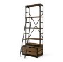 50372-AB - Brodie VII 32L x 22W x 94H Brown Wood Gun-Metal Bracing Four Shelf Shelving Unit