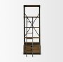 50372-AB - Brodie VII 32L x 22W x 94H Brown Wood Gun-Metal Bracing Four Shelf Shelving Unit