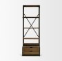 50372-AB - Brodie VII 32L x 22W x 94H Brown Wood Gun-Metal Bracing Four Shelf Shelving Unit