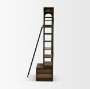 50372-AB - Brodie VII 32L x 22W x 94H Brown Wood Gun-Metal Bracing Four Shelf Shelving Unit