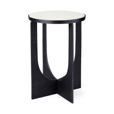 69673 - Patrick 23"H White Marble Top w/ Matte Black Metal Accent Table 