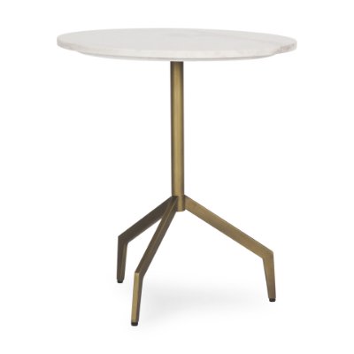 70153 - Serre Marble Top 3 Prong Gold Metal Base End Table 