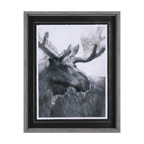 14349 - Animal Portrait I (Moose) by Mercana Studio Hand Embellished Framed Art Print Matted under Glass