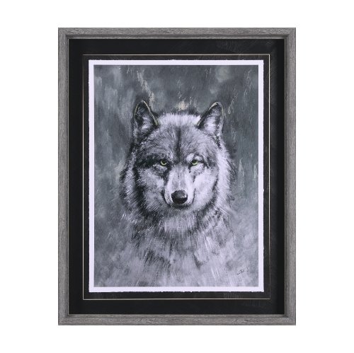 14350 - Animal Portrait II (Wolf) by Mercana Studio Hand Embellished Framed Art Print Matted under Glass
