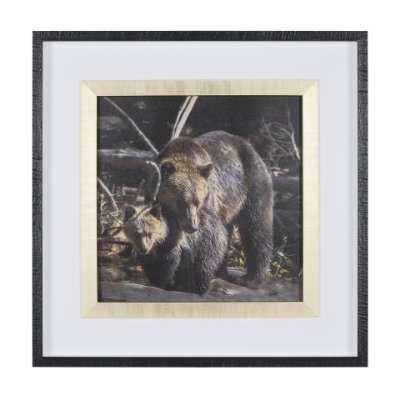 14372 - Mom and Cub by Chad Mackay a Hand Embellished Textured Framed Photo Art Print Matted under Glass