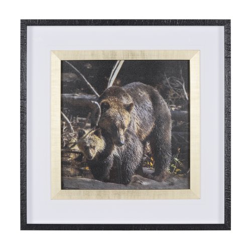 14372 - Mom and Cub by Chad Mackay a Hand Embellished Textured Framed Photo Art Print Matted under Glass