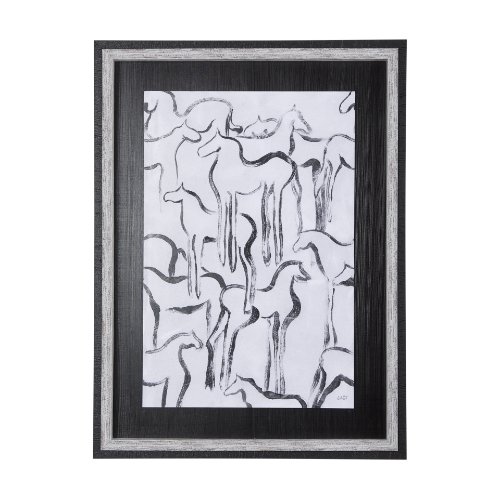 14374 - Horse Herd I by Mercana Studio a Hand Embellished Textured Framed Art Print