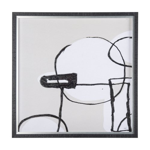 14412 - Neutral Shapes I by Mercana Studio a Hand Embellished Textured Framed Art Print Matted under Glass