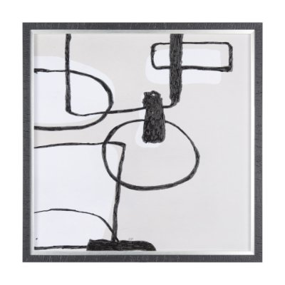 14413 - Neutral Shapes II by Mercana Studio a Hand Embellished Textured Framed Art Print Matted under Glass