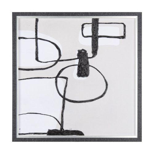 14413 - Neutral Shapes II by Mercana Studio a Hand Embellished Textured Framed Art Print Matted under Glass