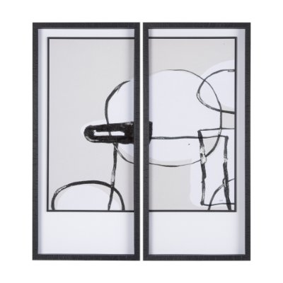 14414 - Neutral Shapes I by Mercana Studio a Hand Embellished Textured Framed Art Print Matted under Glass