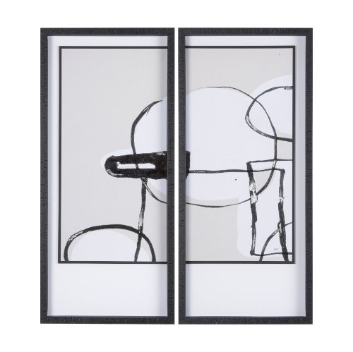 14414 - Neutral Shapes I by Mercana Studio a Hand Embellished Textured Framed Art Print Matted under Glass