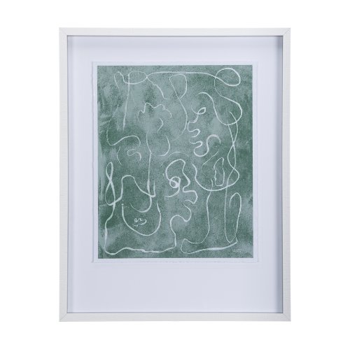14421 - Thread Green I by Mercana Studio a Hand Embellished Textured Framed Art Print Matted under Glass