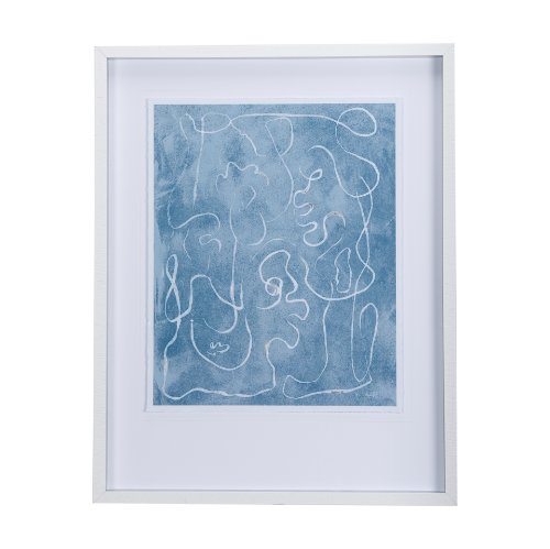 14424 - Thread Blue I by Mercana Studio a Hand Embellished Textured Framed Art Print Matted under Glass