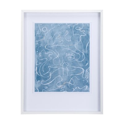 14425 - Thread Blue II by Mercana Studio a Hand Embellished Textured Framed Art Print Matted under Glass