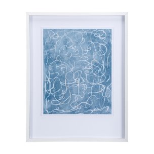 Thread Blue III by Mercana Studio a Hand Embellished Textured Framed Art Print Matted under Glass