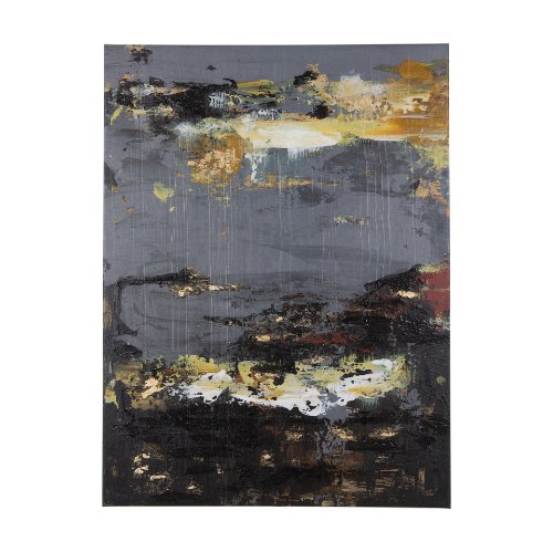 102309-L - Silver and gold inspiration I by Mercana Studio a Hand Embellished Textured Canvas