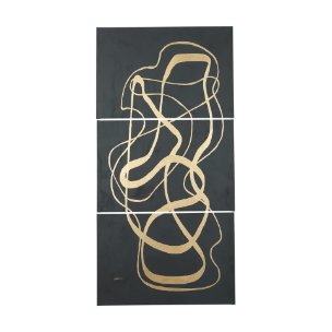 Free Lines Dark Green by Mercana Studio a Hand Embellished Textured Canvas
