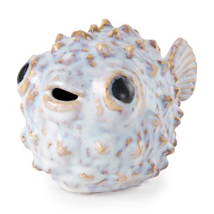 Spike I (Small) 8L x 4W Off-White Ceramic Puffer Fish