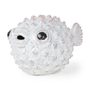 Spike II (Large) 10L x 6W Off-White Ceramic Puffer Fish