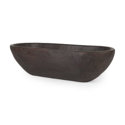 70158 - Athena Extra Large Oblong Black-Brown Reclaimed Wood Bowl 