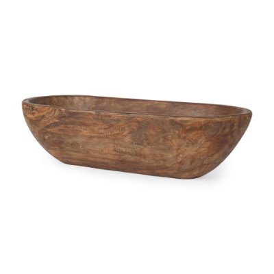 70160 - Athena Extra Large Oblong Medium Brown Reclaimed Wood Bowl