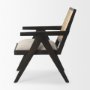 69991 - Donna Black Wood Cane-Back w/ Beige Upholstered Seat Dining Chair