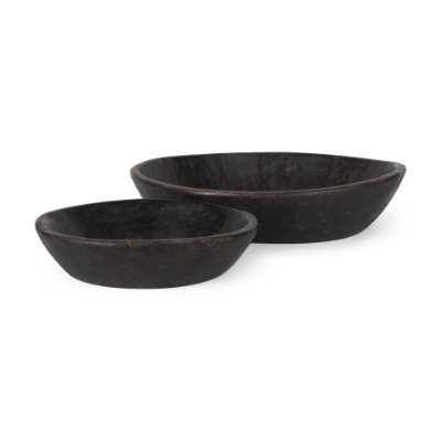 70146 - Nikita Set of 2 Large Black-Brown Reclaimed Wood Bowls