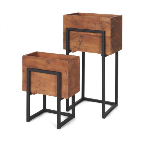 70157 - Jadine Set of 2 Medium Brown Wood w/ Black Metal Rectangle Frames