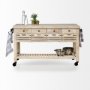 50349 - Columbia 62L x 28W x 36H I Light Brown Body w/ Black Iron Knobs Rolling Kitchen Island 