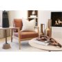 69205 - Maxwell 20" Round Light Brown Wood w/ Gold Metal Pedestal Side Table