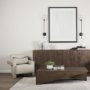 69781 - West 55L x 32W x 14H Medium Brown Wooden Angled Coffee Table