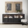 69886 - Sloan 80.0L x 17.0W x 36.0H Black Wood W/Black Metal Frame Sideboard