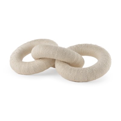 70126 - Alize Cotton Rope Wrapped Solid Wood Circular Chain Link Decorative Object