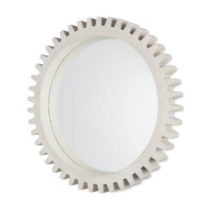Sundance Cog 35.5" Round Whitewashed Wood Frame Mirror