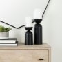 68946 - Alex Small Black Metal Cylindrical Table Candle Holder 