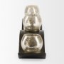 53060 - Lux Copper Metal Five Hurricane Glass Holder Table Candle Holder 