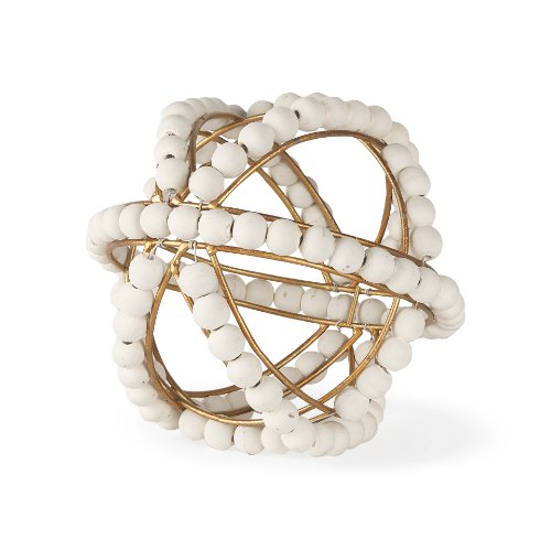 68676 - Espanlade I Small 9L x 9W White Wooden Beaded Orb