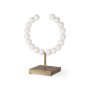 68680 - Pontchartrain I (Small) 9L x 5W White Beaded Broken Sphere Decorative Object W/ Gold Base