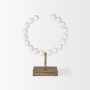 68680 - Pontchartrain I (Small) 9L x 5W White Beaded Broken Sphere Decorative Object W/ Gold Base