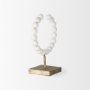 68680 - Pontchartrain I (Small) 9L x 5W White Beaded Broken Sphere Decorative Object W/ Gold Base