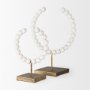 68680 - Pontchartrain I (Small) 9L x 5W White Beaded Broken Sphere Decorative Object W/ Gold Base