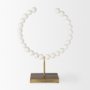 68681 - Pontchartrain II (Large) 11L x 6W White Beaded Broken Sphere Decorative Object W/ Gold Base