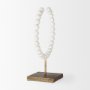 68681 - Pontchartrain II (Large) 11L x 6W White Beaded Broken Sphere Decorative Object W/ Gold Base