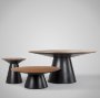 69893-AB - Mitchell Black Metal Pedestal Base with Brown Wood Top Dining Table 63.0L x 63.0W x 30.0H