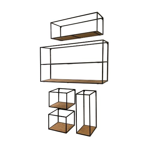 70046 - Riaz Set of 5 Wood & Metal Shelves