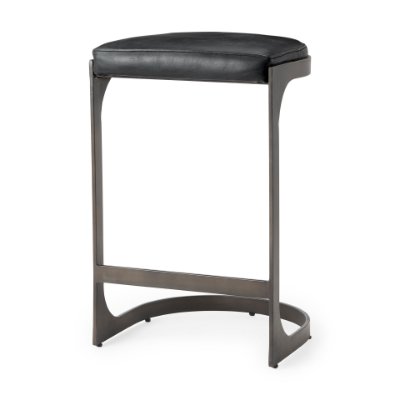 69268 - Tyson 17L x 18W x 28H Black Leather W/ Metal Frame Counter Stool