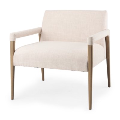 69919 - Palisades Cream Upholstery w/ Solid Wood Accent Chair