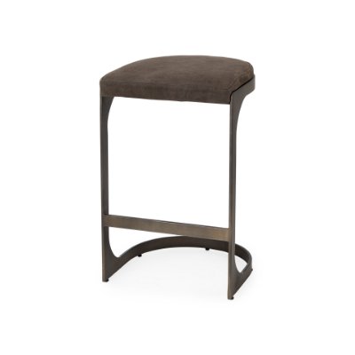 69269 - Tyson 17L x 18W x 28H Brown/Gray Suede W/ Metal Frame Counter Stool